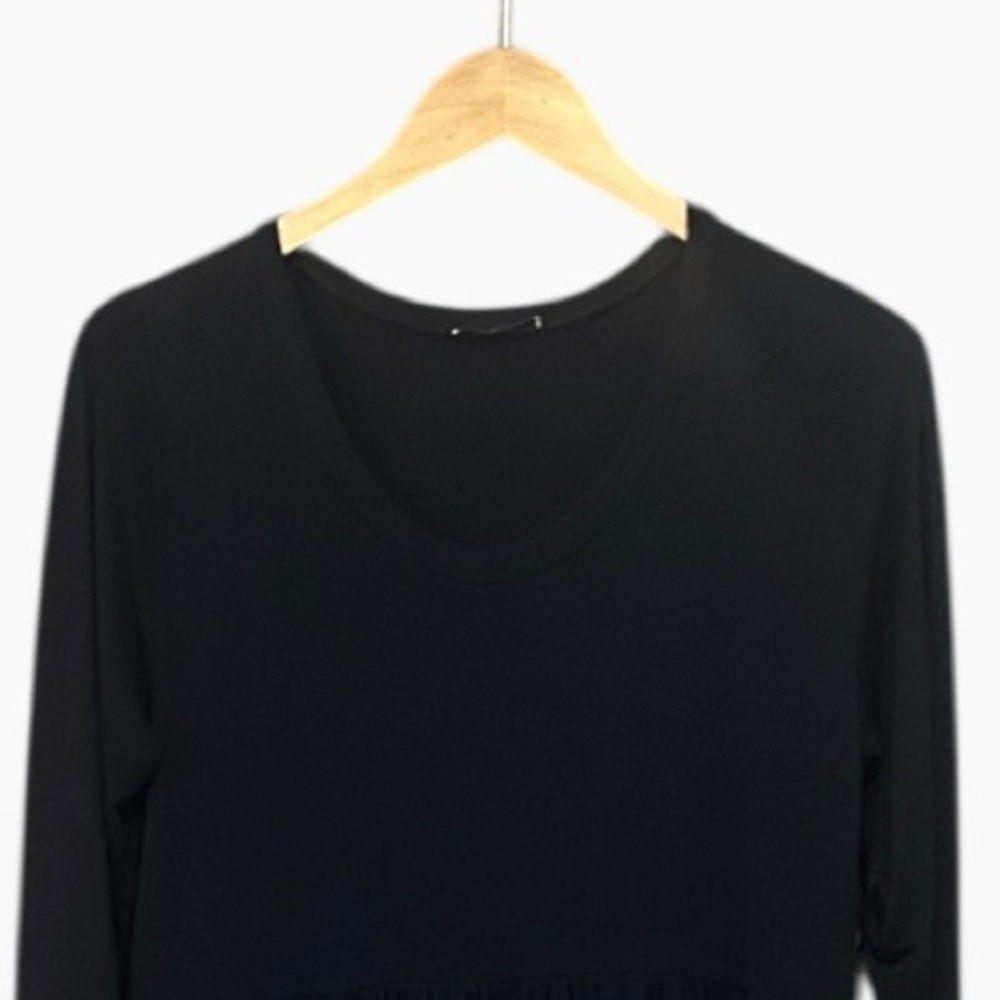 Jodifl Black Long Sleeve Jersey Knit Midi A-Line Dress Women’s Size Large - Picture 2 of 9